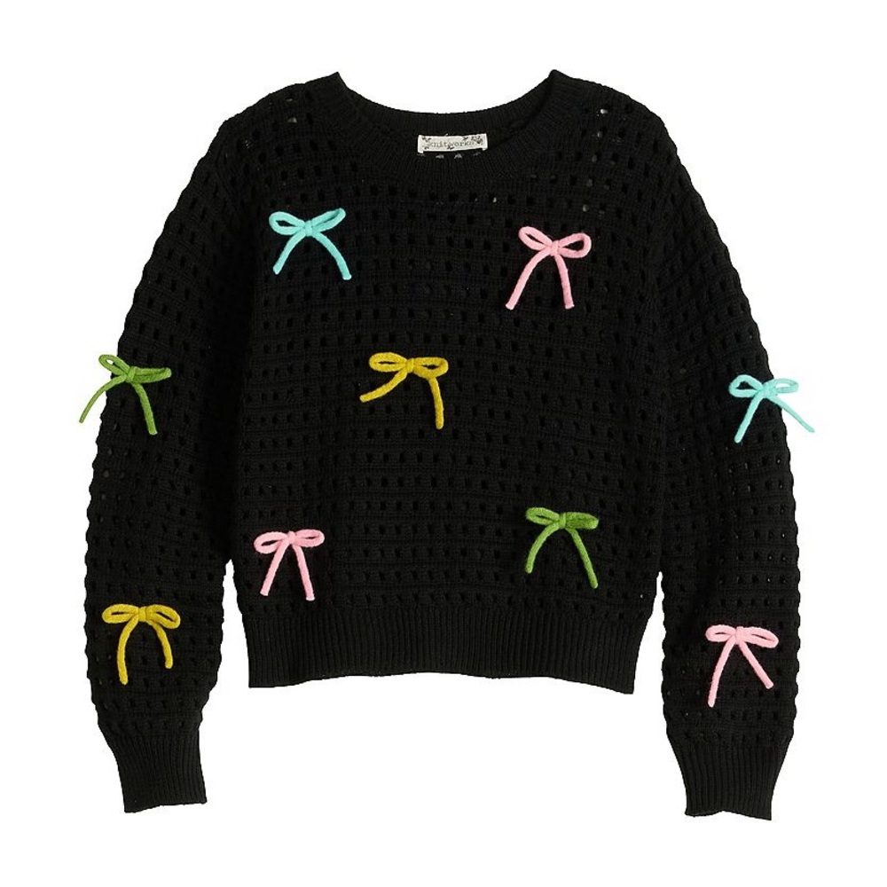 Kohl's‎ Black Sweater with Vibrant Bow Details